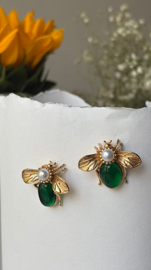 Emerald Bee earrings