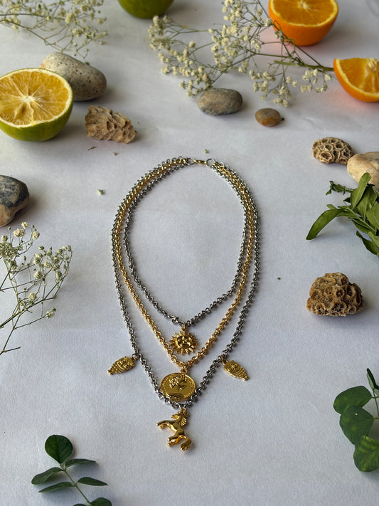 Dual tone charm necklace