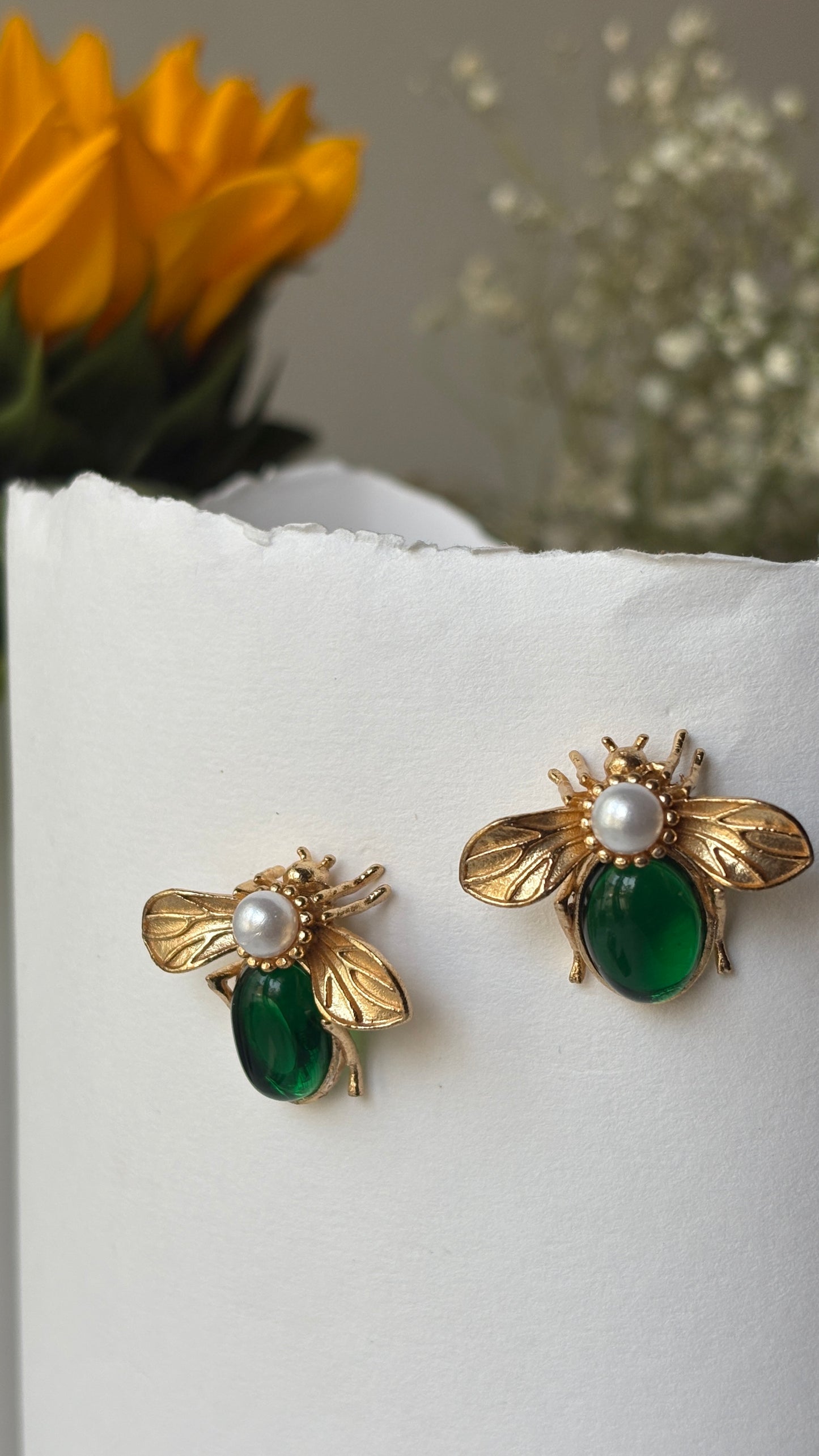 Emerald Bee earrings