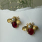 Red bee earrings