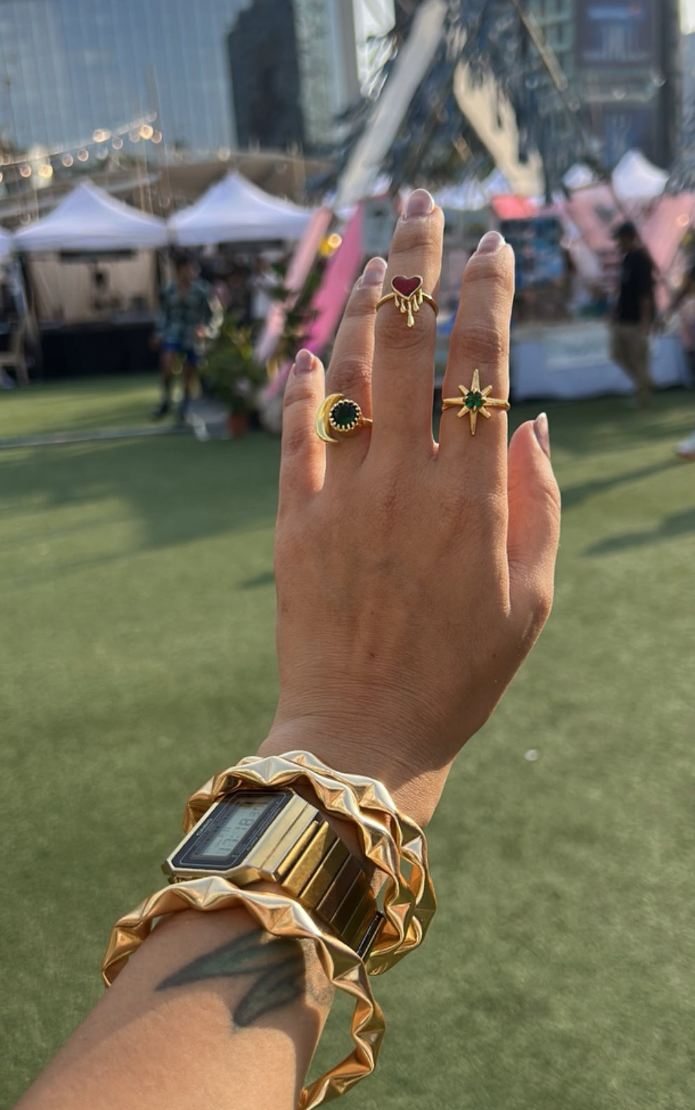 Star moon ring stack (set of 3)