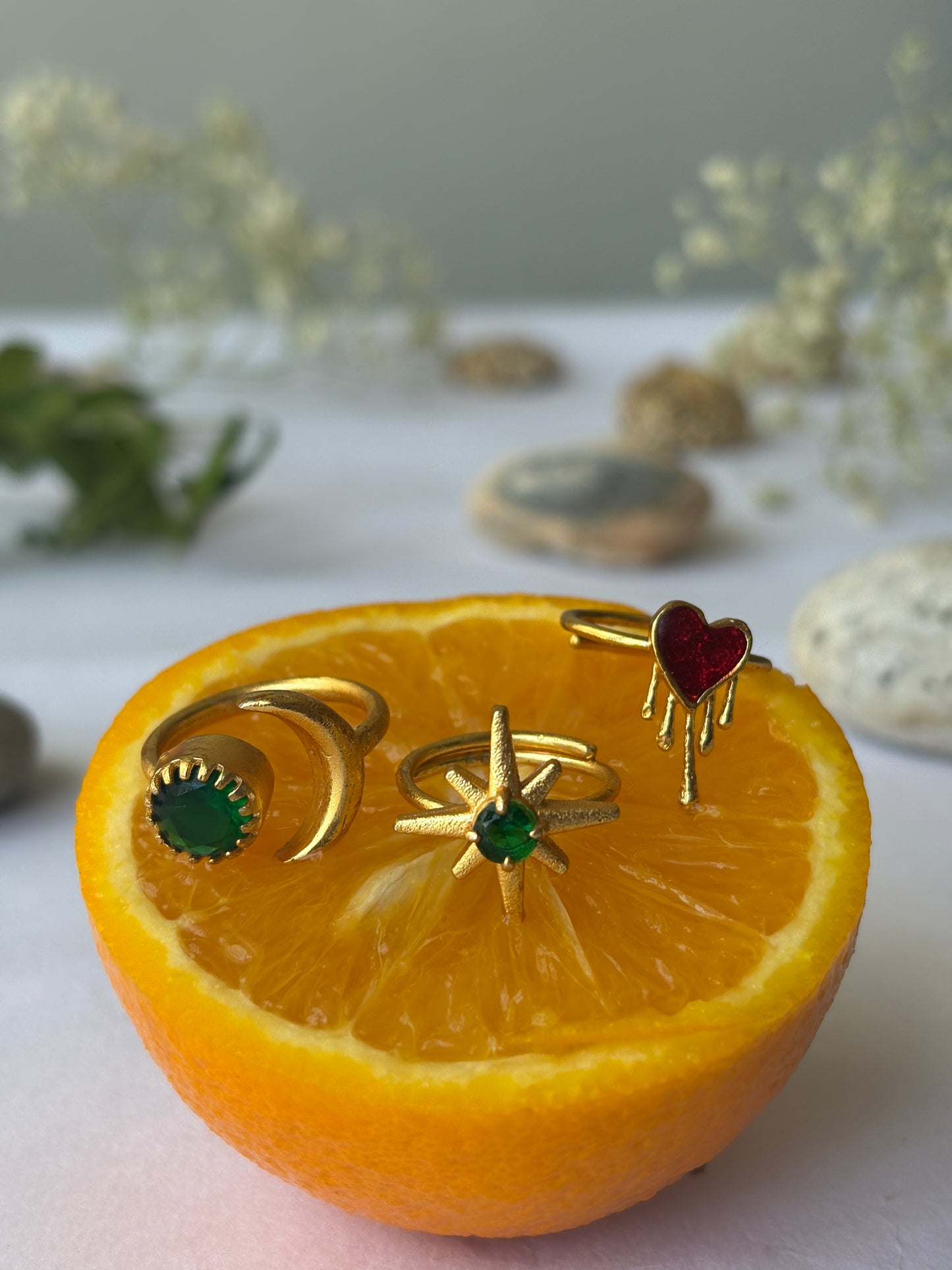 Star moon ring stack (set of 3)