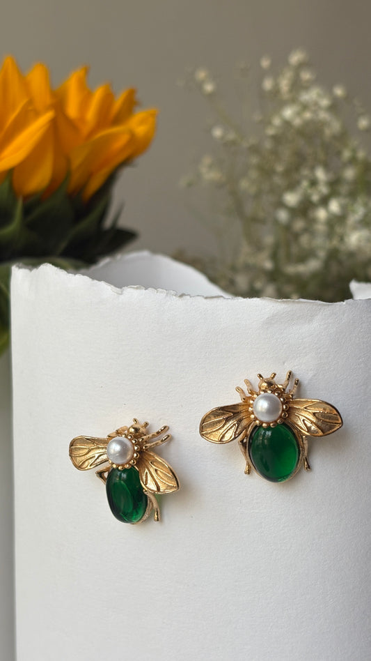Emerald Bee earrings