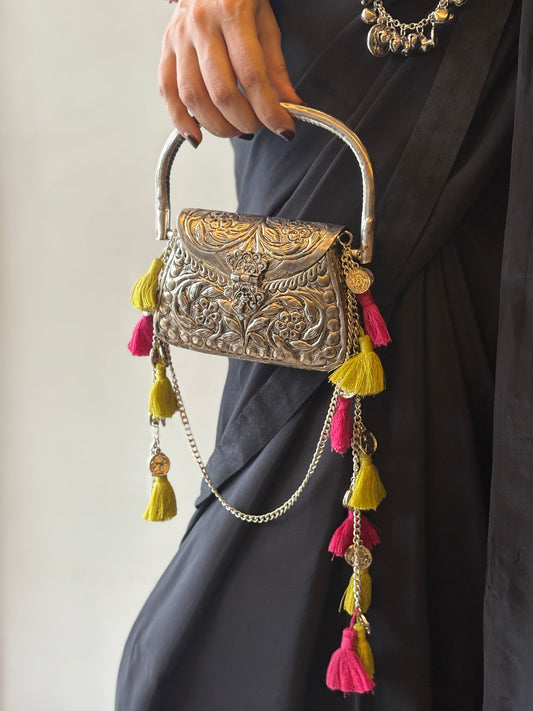 Hair loom silver purse