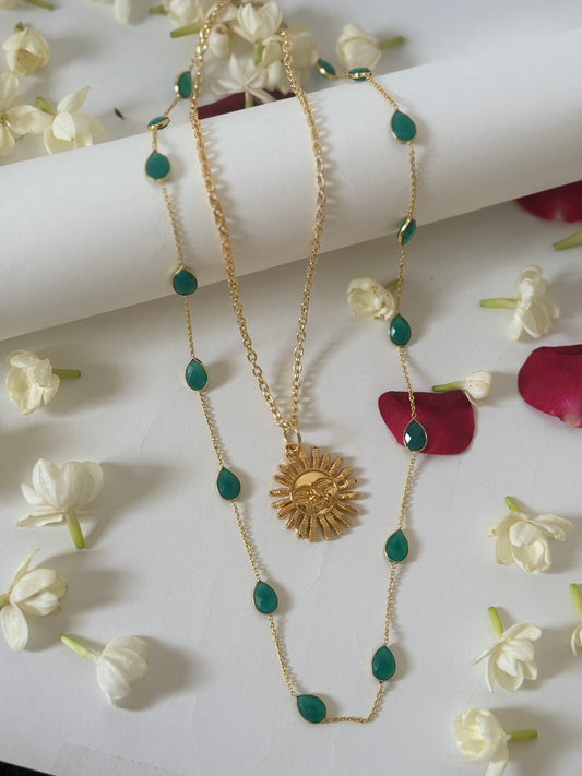 Emerald sun necklace